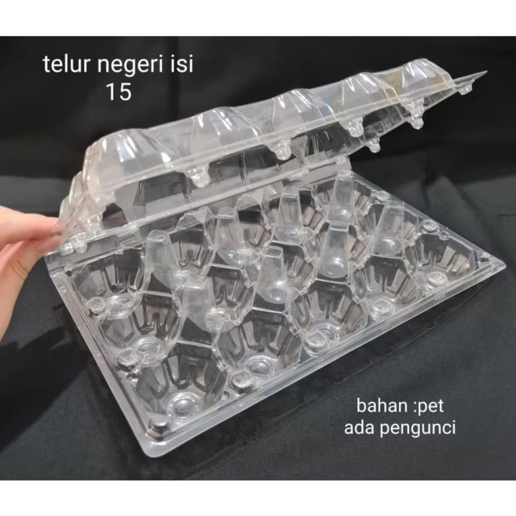 [ 1 Pack isi 12 pcs ] Egg Tray Isi 15 butir Telur Dengan Pengunci Mika Telur Ayam Anti Pecah