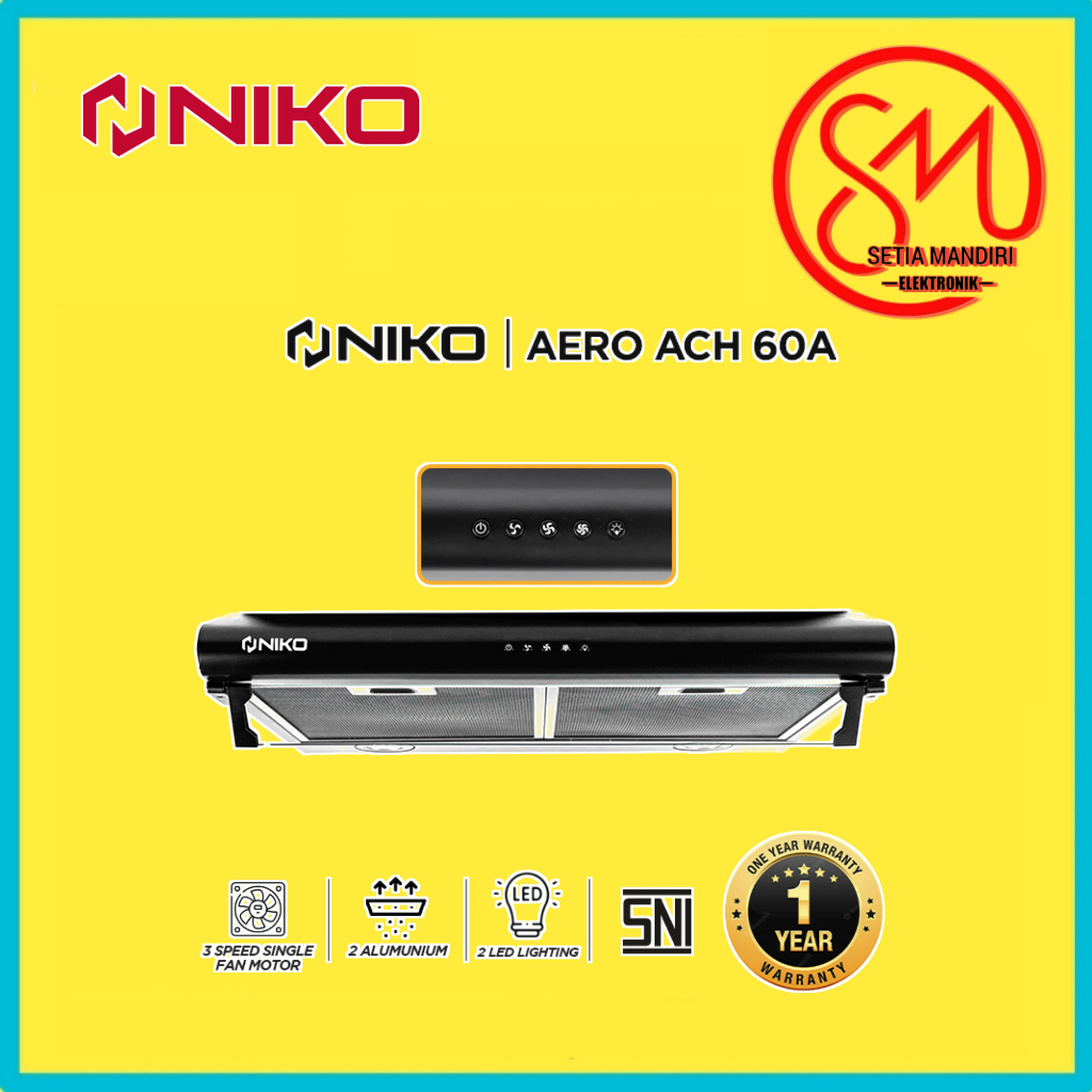 NIKO Cooker Hood 60 & 70 cm Penghisap Asap Dapur Exhaust AERO ACH-60A 60cm & ACH-70A 70cm