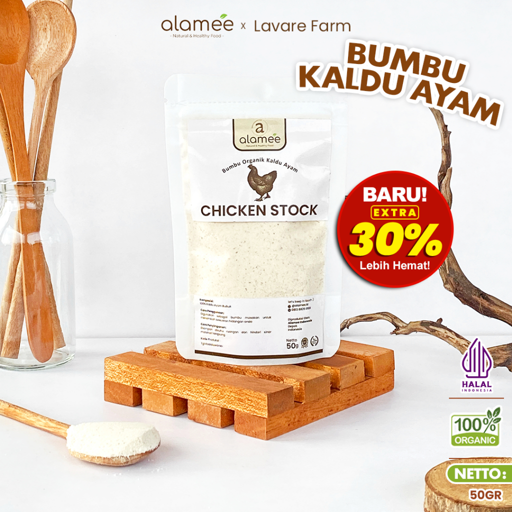 

Kaldu Ayam Bubuk Chicken Stock Powder Extract Seasoning Non MSG Murni Asli Tanpa Campuran Bumbu Organik 50gram