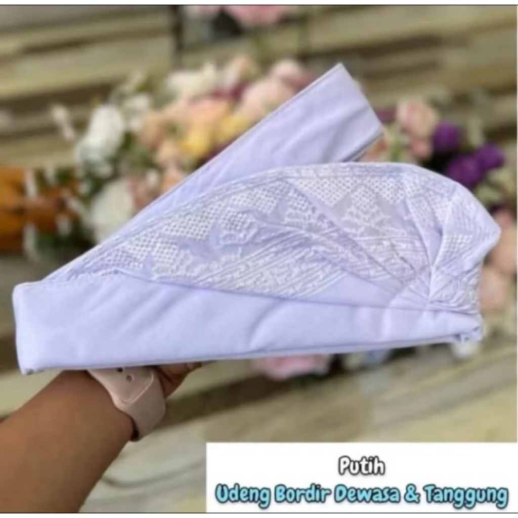 udeng putih bordir setengah jadi/udeng putih/udeng bali/udeng murah