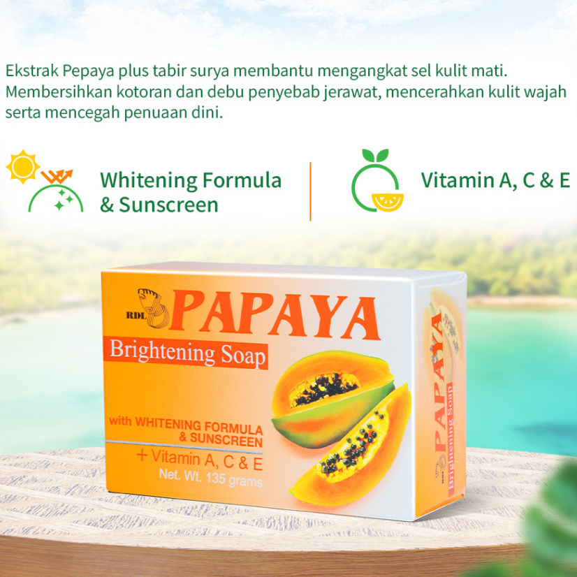 SABUN PEPAYA Original 100% BPOM Asli RDL Papaya Brightening Soap with Whitening Formula + Sunscreen