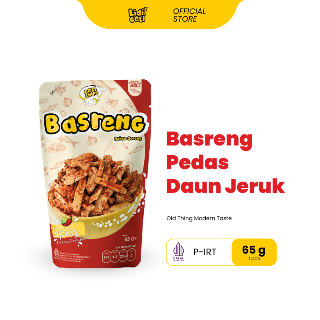 

Geli Chips - Basreng Spicy Pedas Gurih Daun Jeruk (Bakso Goreng) 65gr