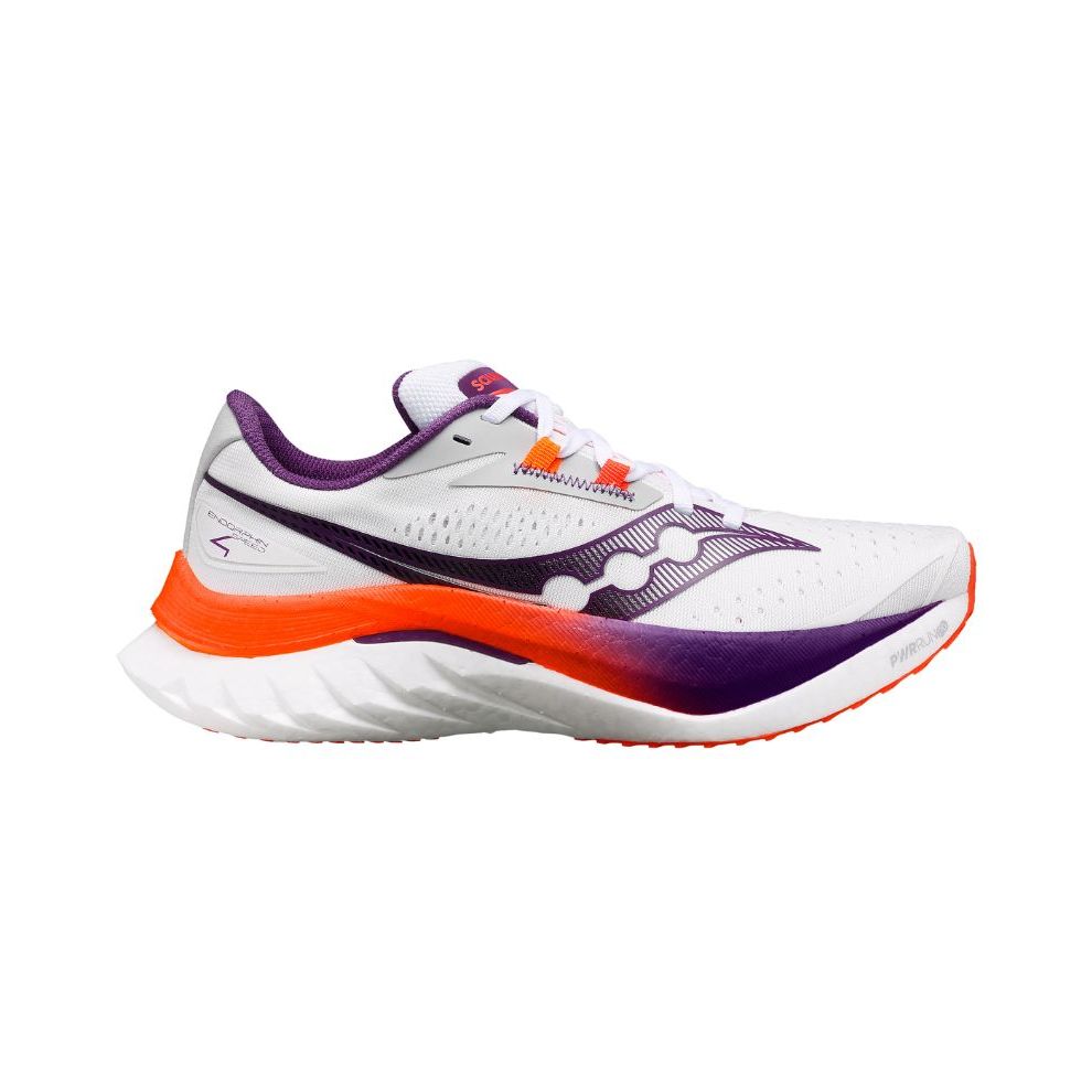 Sepatu Lari Saucony Endorphin Speed 4 White/ Orange/ Purple