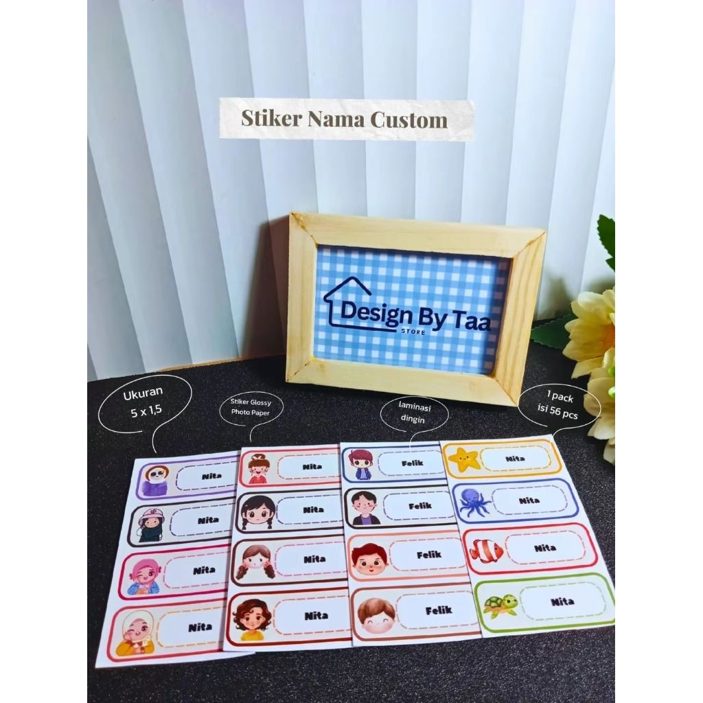 

Stiker Nama Custom (Isi 56 pcs)