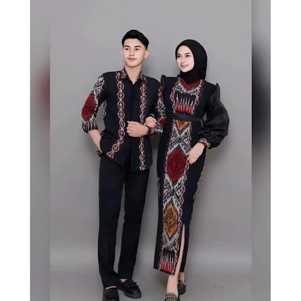 Set Pakaian Couple Baju Keluarga KEMEJA DAN DRESS TENUN DEWASA DAN ANAK - Sarimbit Keluarga Pasangan