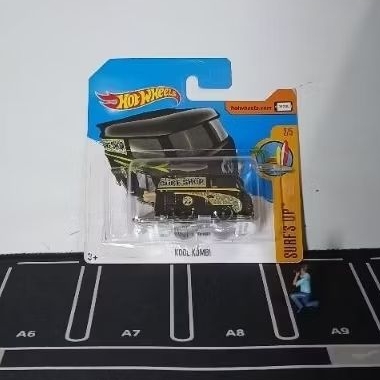 hot wheels kool kombi hitam surf's shop short card