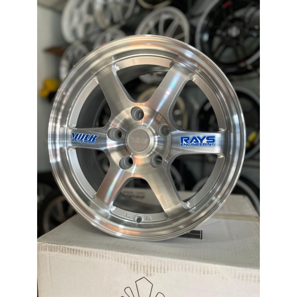 velg mobil te37 r15 full polish pcd 5x114 kondisi  baru