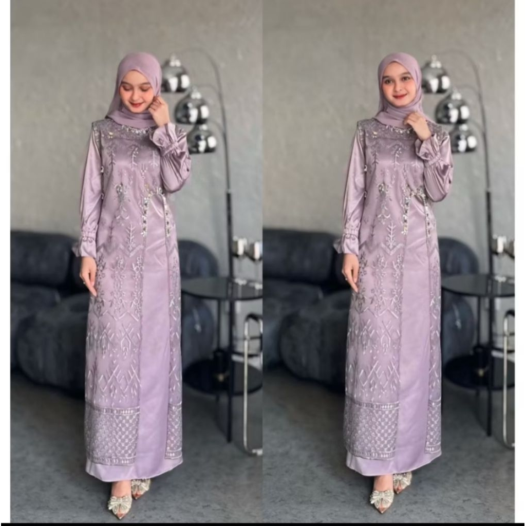 Marsya Dress Silk Gamis Satin Velvet Kombi Tille Mutiara Gamis Kondangan Mewah Gamis Terbaru 2026