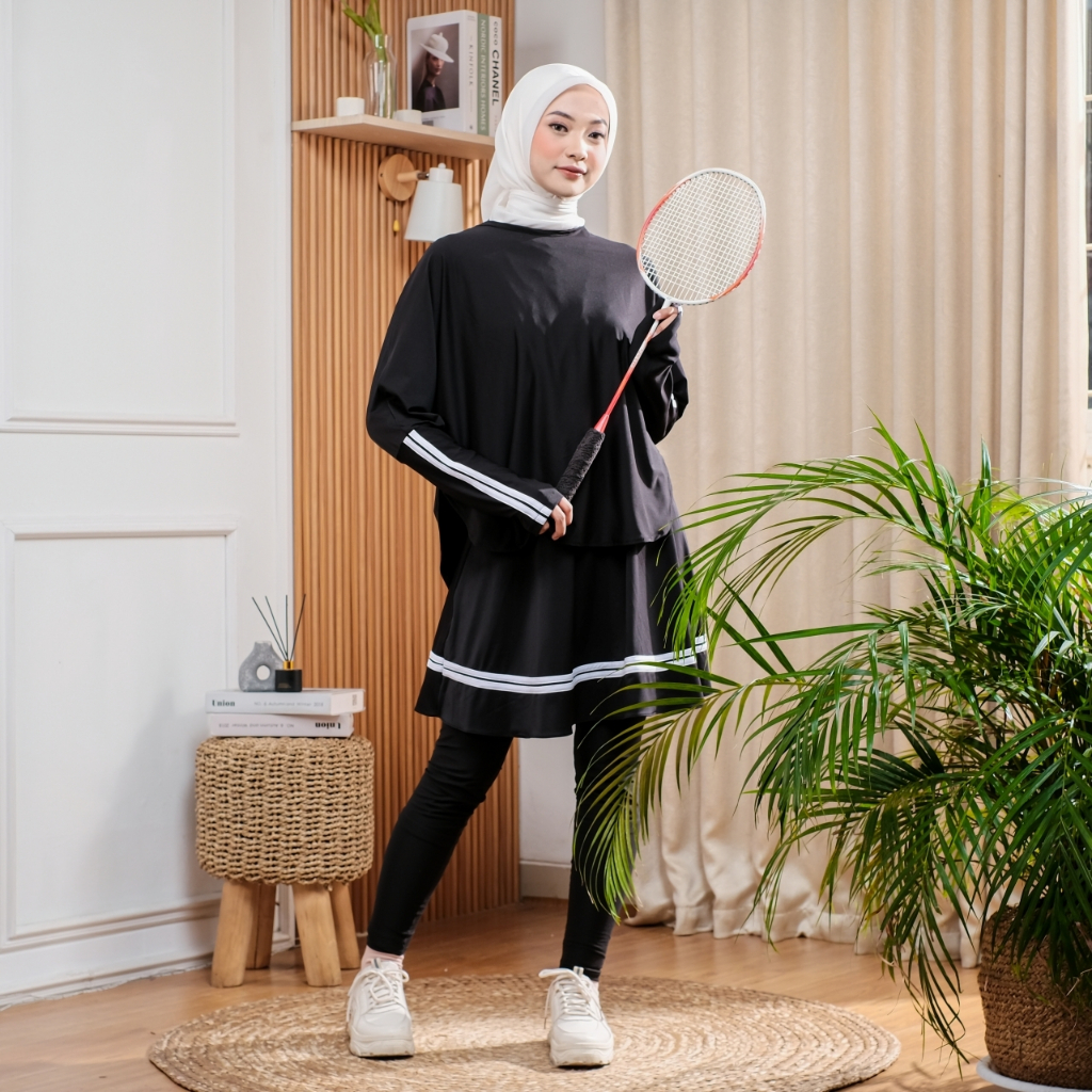 Setelan Baju Olahraga Wanita Muslimah Setelan Syari Pakaian Olahraga Instan Berbahan Jersy Zoya Best