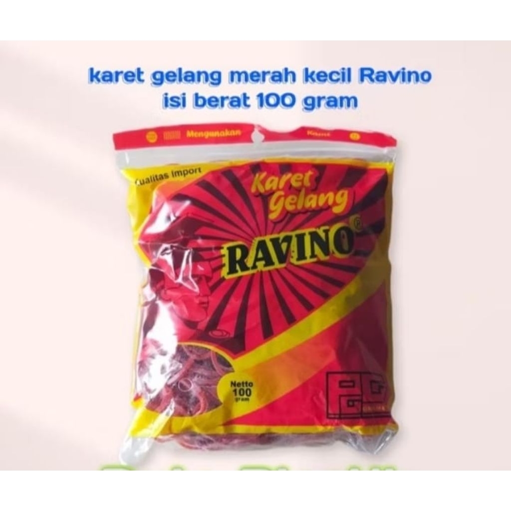 

KARET GELANG MERAH BAHAN IMPORT RAVINO ISI 100 GRAM.