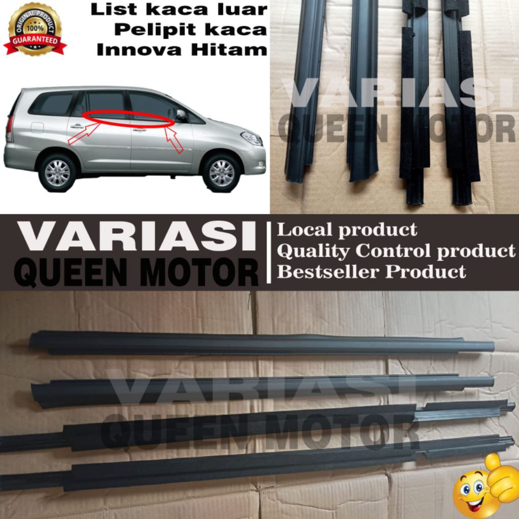 List kaca luar (pelipit kaca) weather strip Innova Ori/Hitam
