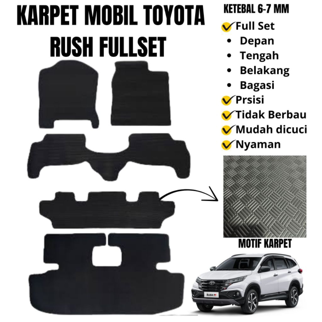 karpet Mobil Toyota Rush fullset alas kaki matras karet mobil Rush fullset