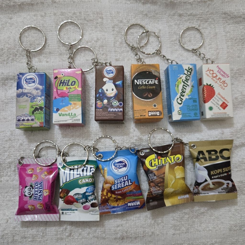 (GANCI) PAKET Gantungan Kunci Snack Miniatur Lucu/Makanan dan Minuman/