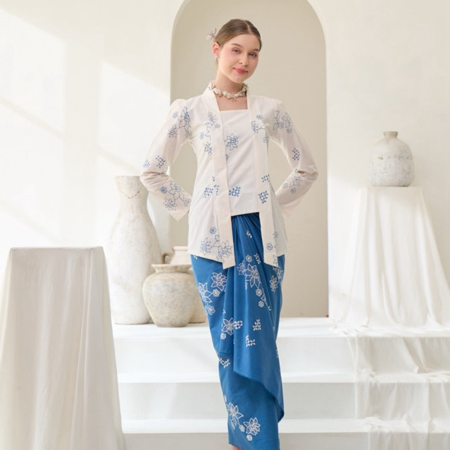 Kebaya Kutubaru Putih Batik Cap / Kebaya Kutubaru Modern / Baju Kondangan