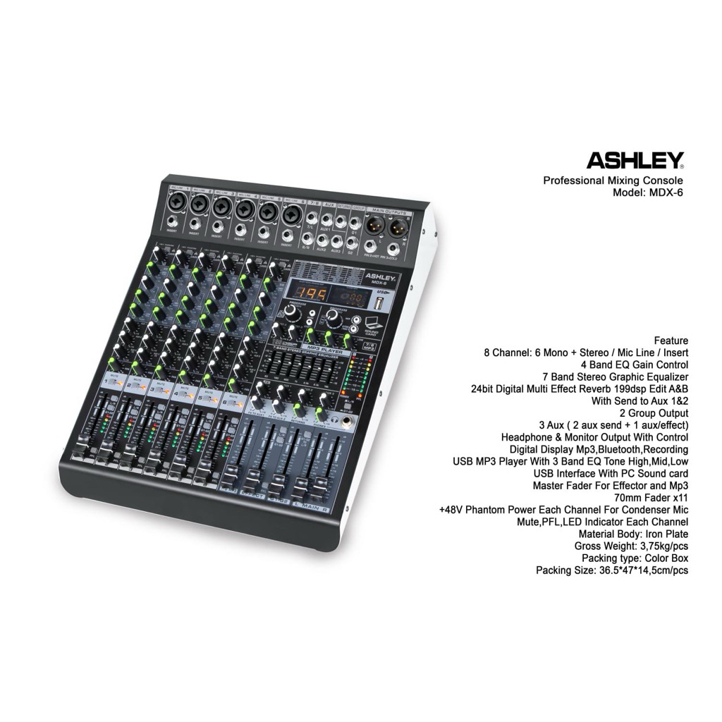 Mixer Ashley Mdx 6 Original 199 dsp bluetooth ASHLEY MDX6