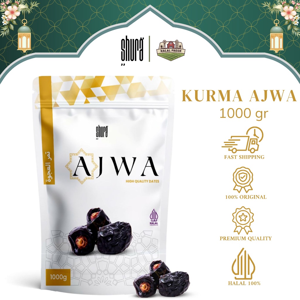 

Shura Kurma Ajwa Dates Nabi 150gr Pouch High Quality