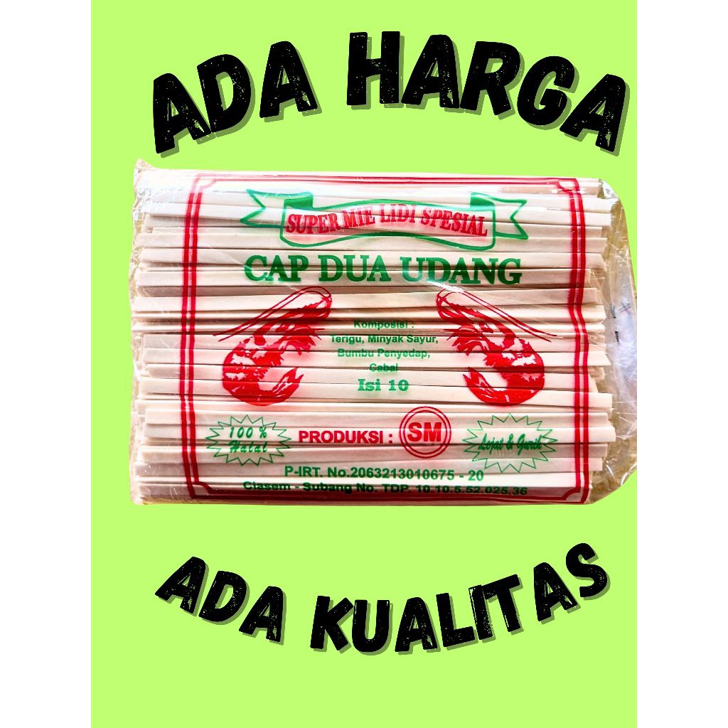 

Mie Lidi mentah cap dua udang bahan untuk membuat camilan lidi lidian
