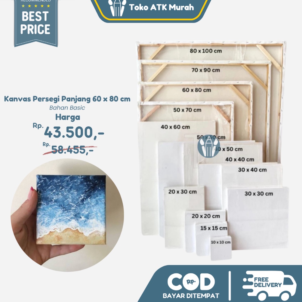 

KODE B77H Kanvas Lukis Basic Persegi 6 x 8 cm Canvas Board