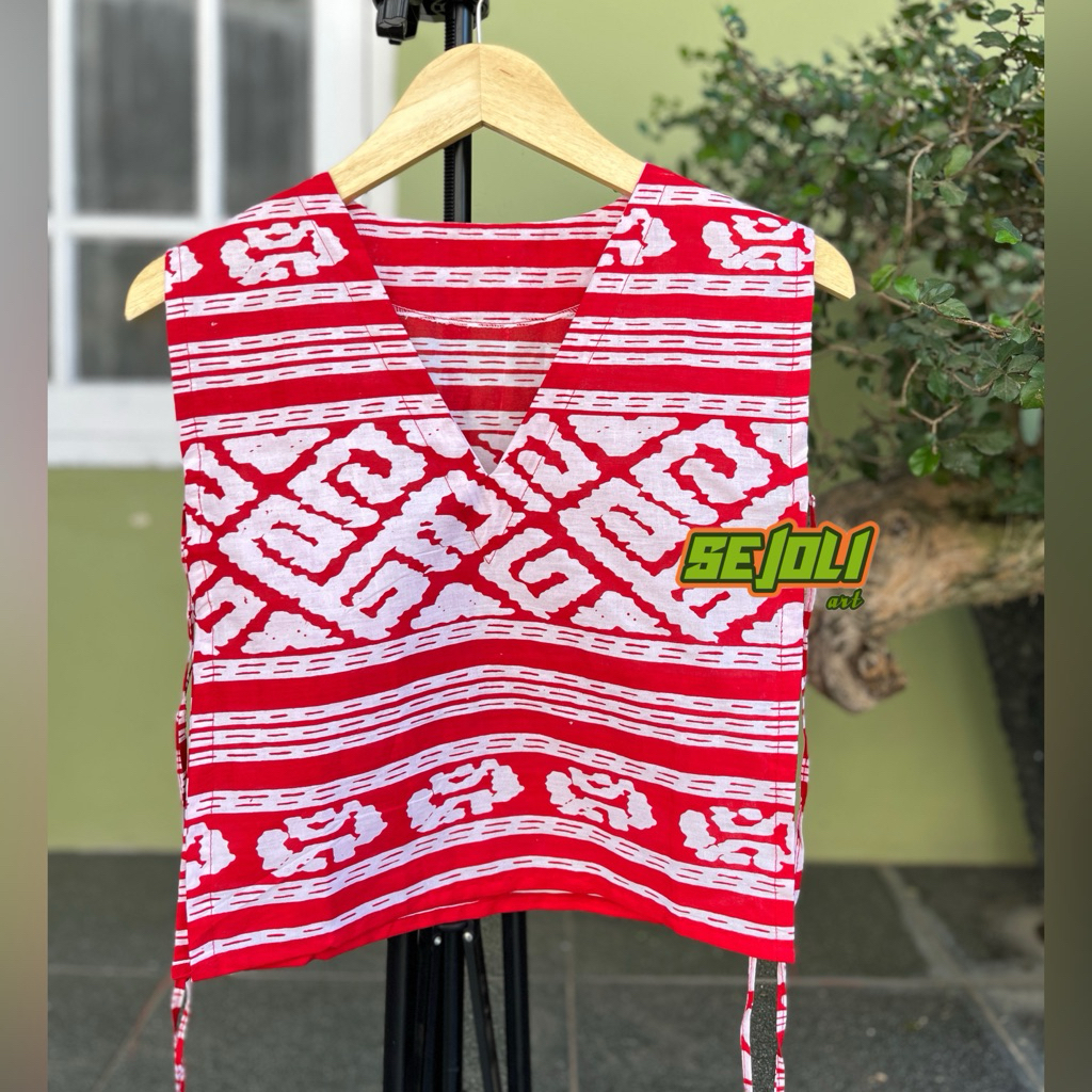 VEST BATIK MERAH PUTIH ROMPI BATIK ETNIK KEKINIAN