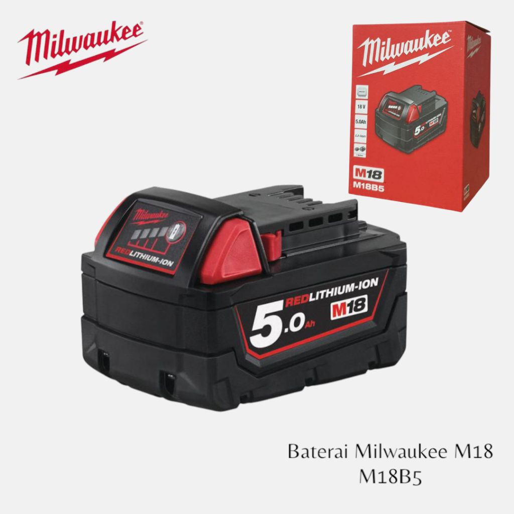 Baterai Milwaukee M18 5Ah Red Lithium Batere Cordless Milwaukee M18 5Ah