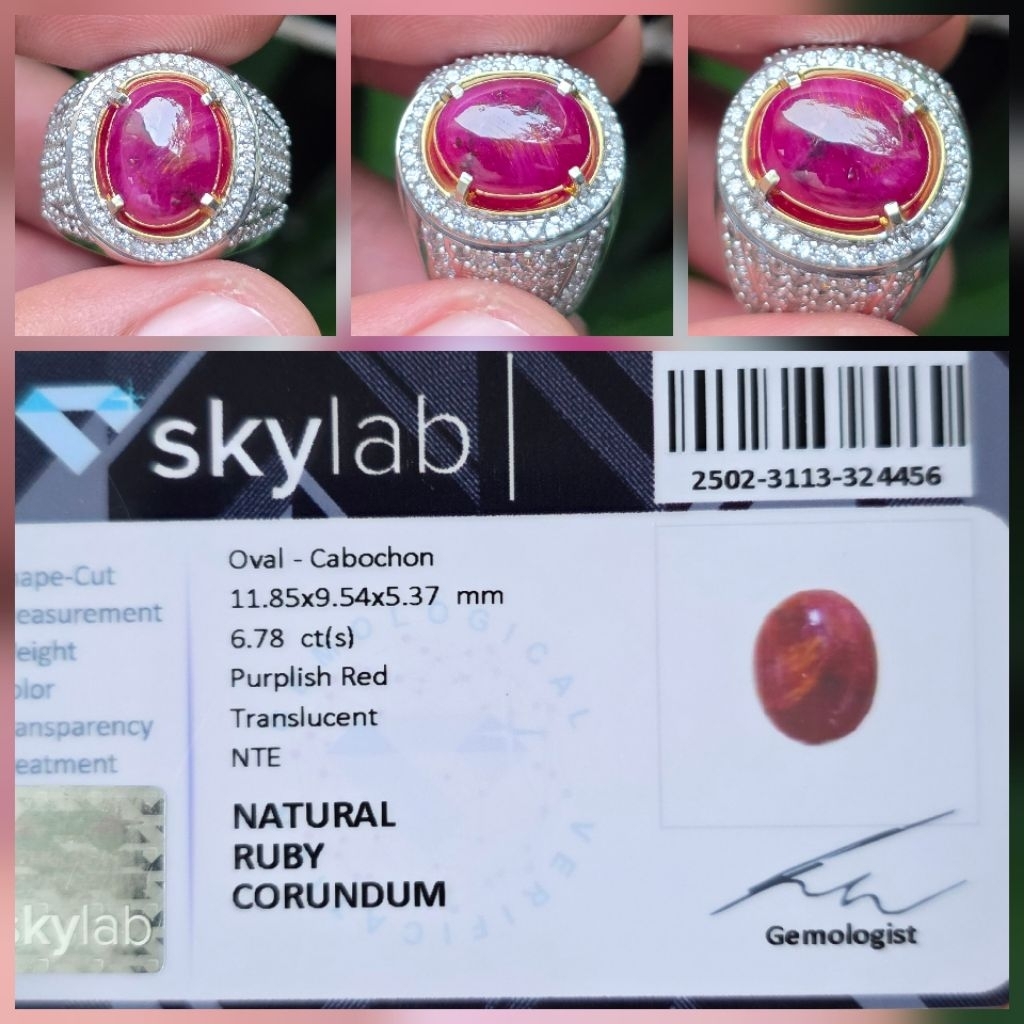 Batu Natural Ruby No Heat NTE Memo 6.78 crt