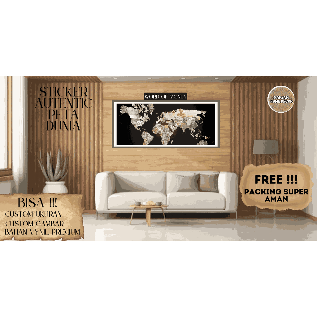 STICKER PETA GEOGRAFIS DUNIA / WALL STICKER / STICKER DINDING PETA DUNIA / STICKER AESTETIC / STICKE