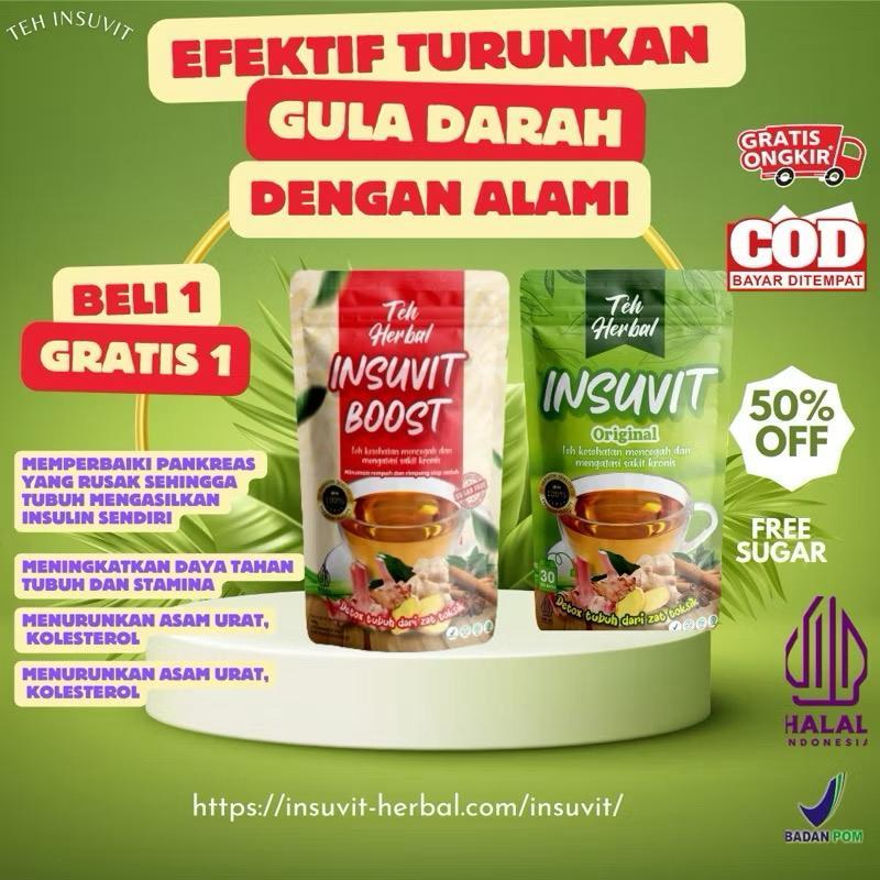 

Teh herbal insuvit JSR rimpang kencing manis diabetes gula tinggi kolesterol asam urat isi 30 teh