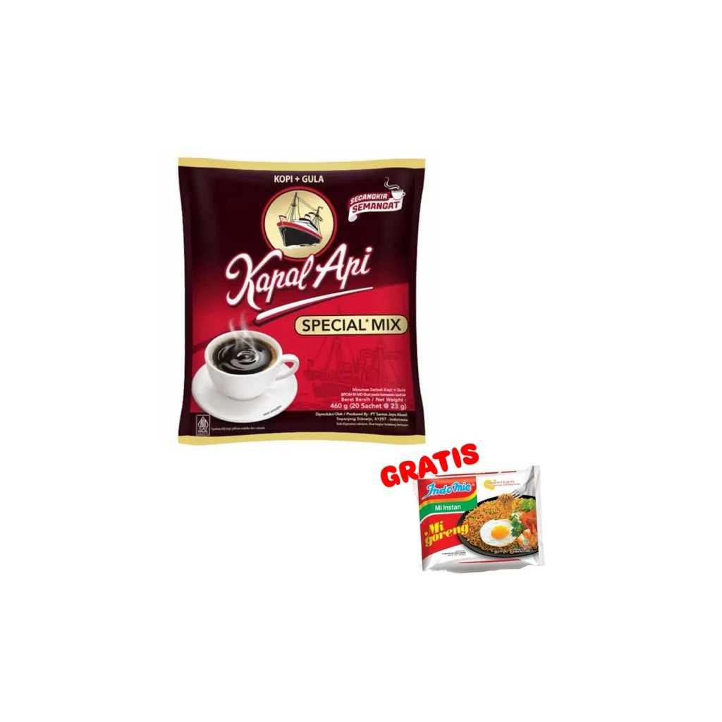 

KOPI KAPAL API SPECIAL MIX @23gr // HARGA 1 KARTON // min 2 krtn free 2pcs indomie goreng