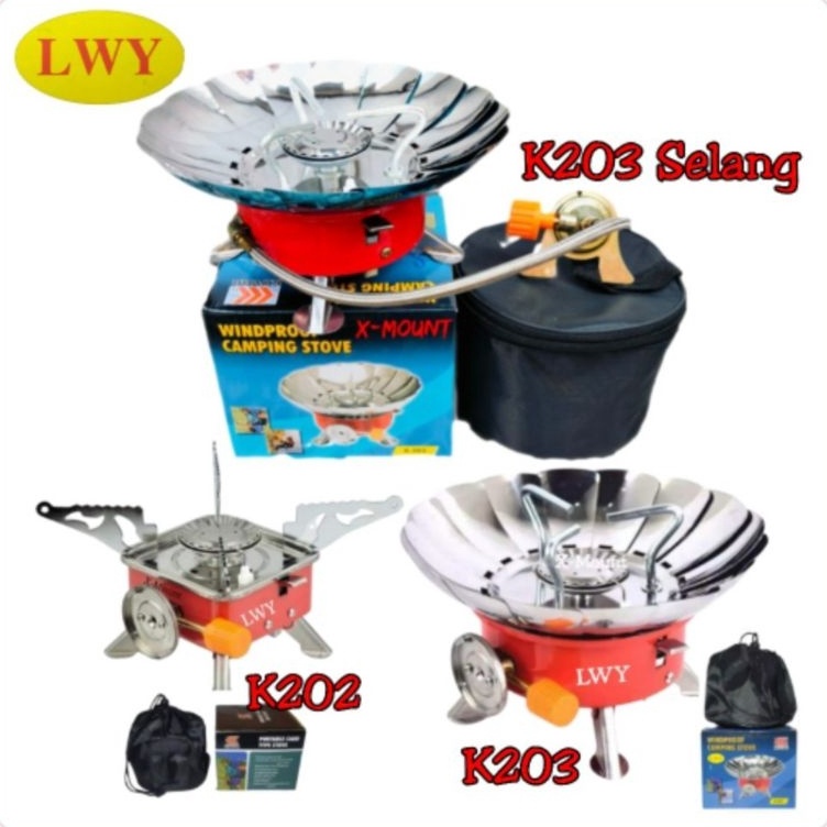 KODE U39F Kompor Camping Mini Portable Gas Stove Kotak Bulat Kompor Gunung Bunga Selang