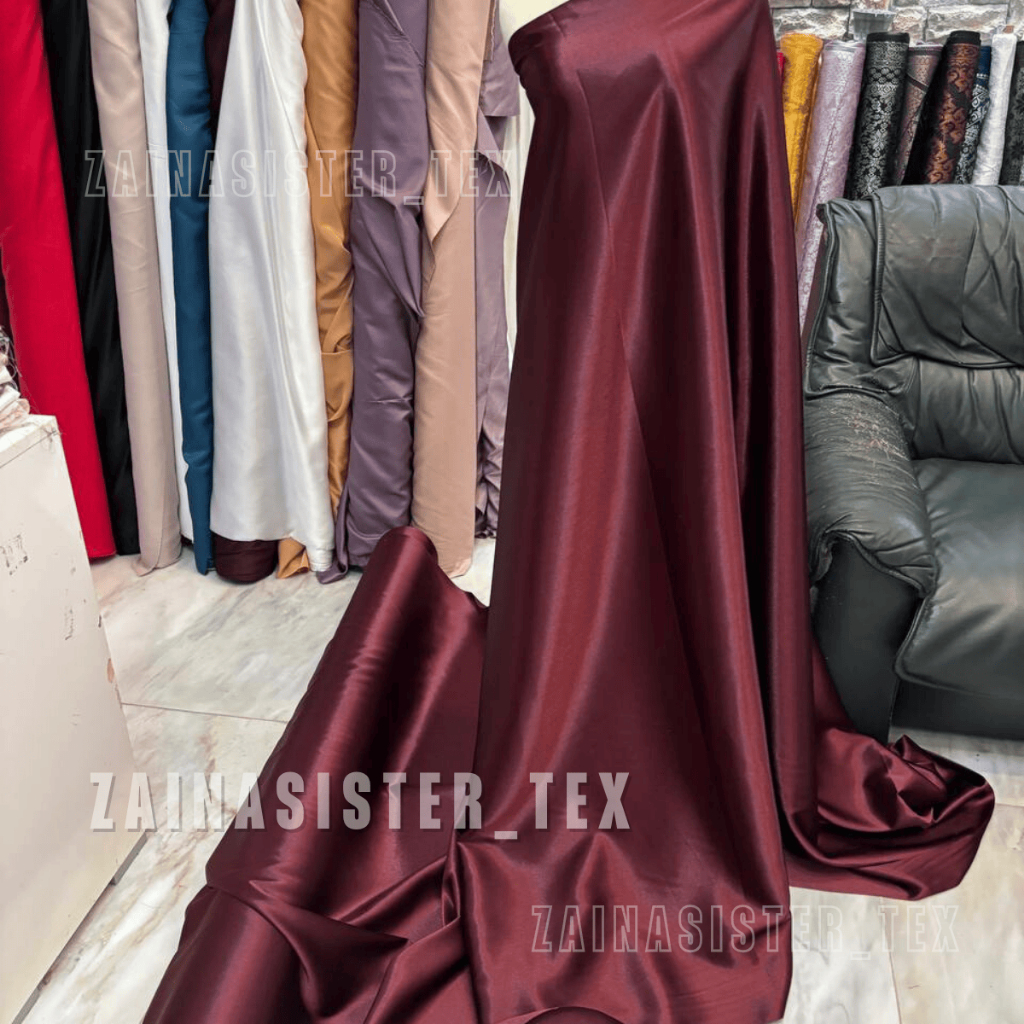 Bahan Kain Satin Silk Kawasaki Polos Premium Bahan Tebal Mewah (Harga Setengah Meter)