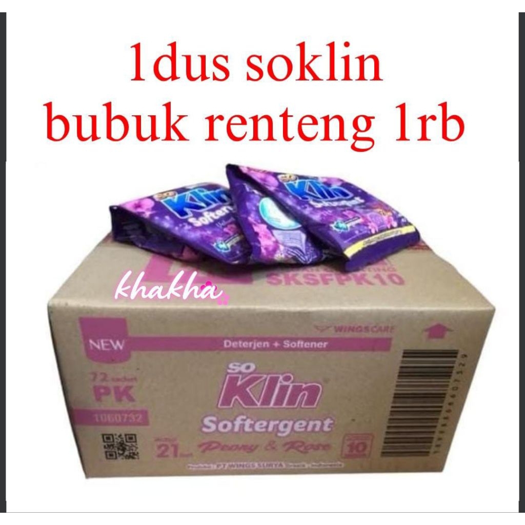 1 DUS SOKLIN PK BUBUK KEMASAN 1RB ISI 72 SC / SOKLIN SOFTERGENT