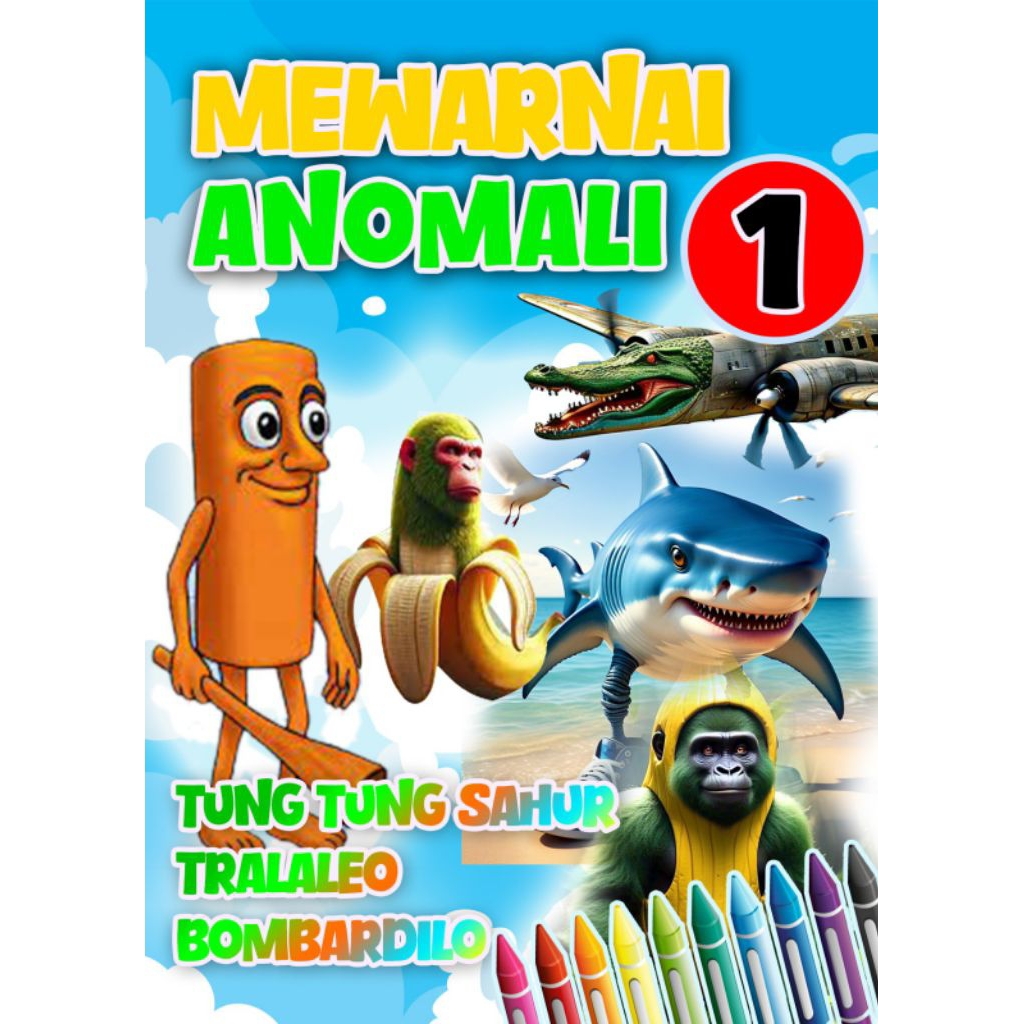 

12 Lembar Kertas mewarnai Tung tung sahur (Tipe 1) 12 lembar
