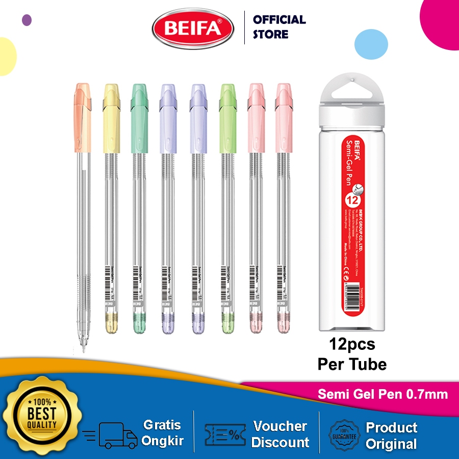 

Beifa Semi Gel Pen 0.7mm Warna Lucu Tinta Hitam Smooth TB605