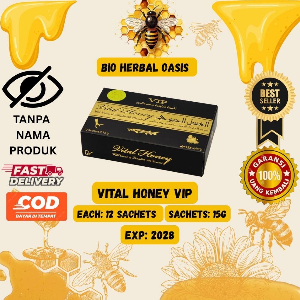 

QH vital Honey Vip Original 100% 1box : 12 Sachet