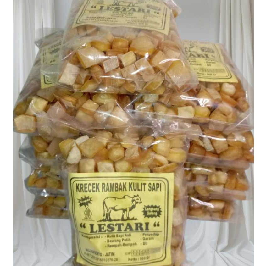 

LESTARI Kerupuk Kulit Sapi/Krecek Rambak Kulit Sapi asli/Jangek Mentah/Kerupuk Dorokdok Mentah paket usaha 5 kg