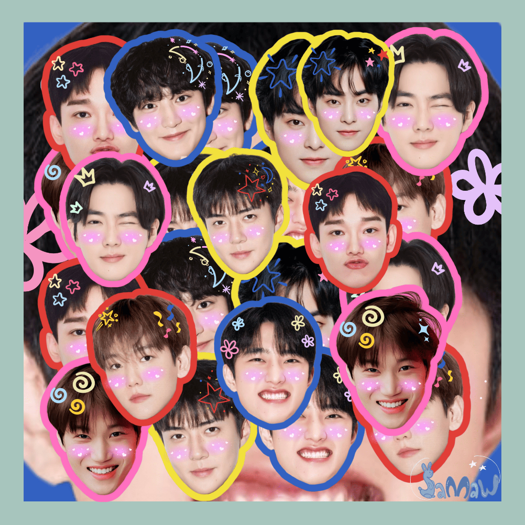 

Stiker EXO Dekorasi | Stiker Kepala Lucu | Stiker KPop Aesthetic Wajah