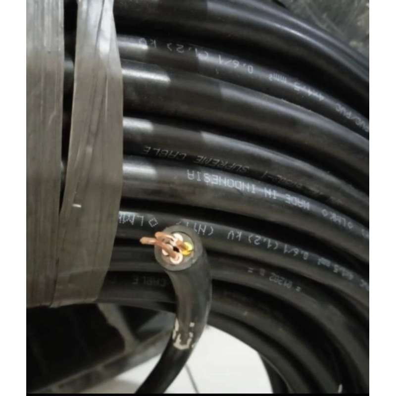 Kabel Listrik Kawat NYY 4x1.5 SUPREME Hitam NYY 4 x 1.5 mm2 Kabel Tunggal 0.6/1 (1,2KV) Ecer SUPREME