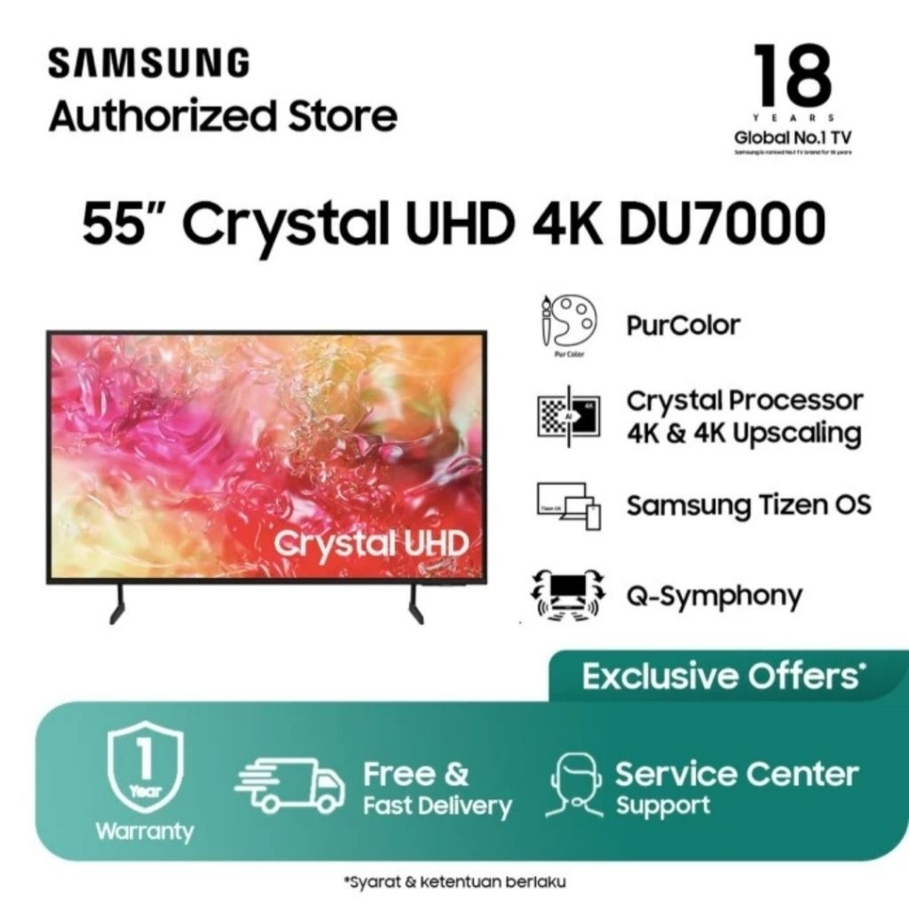 TV SAMSUNG LED SMART TV 55INCH CRYSTAL UHD 4K 55DU7000