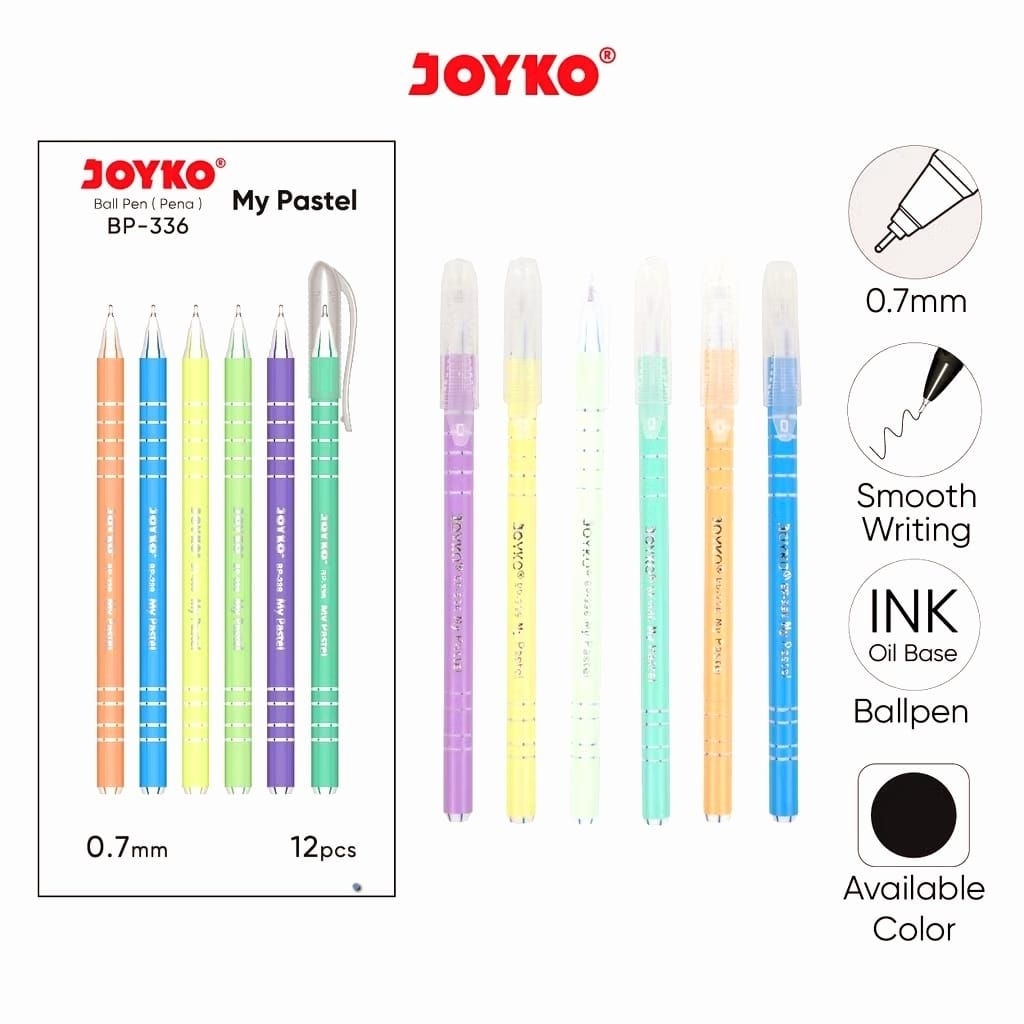 

Pulpen Joyko My pastel BP-336 0,7mm Dijual ( 1 Pak= 12 PCS dan Ecer = 6 PCS )
