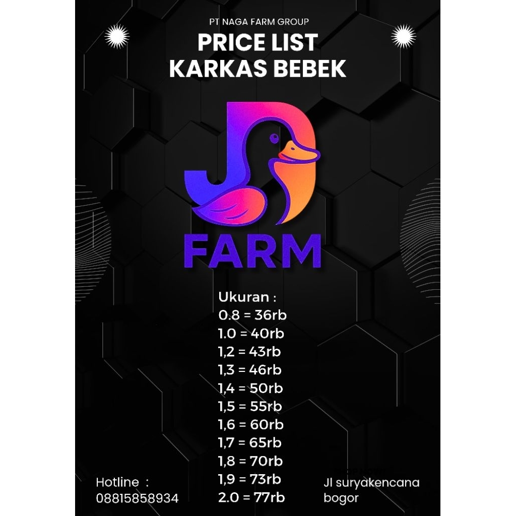 

bebek karkas hibrida berat 1,5kg