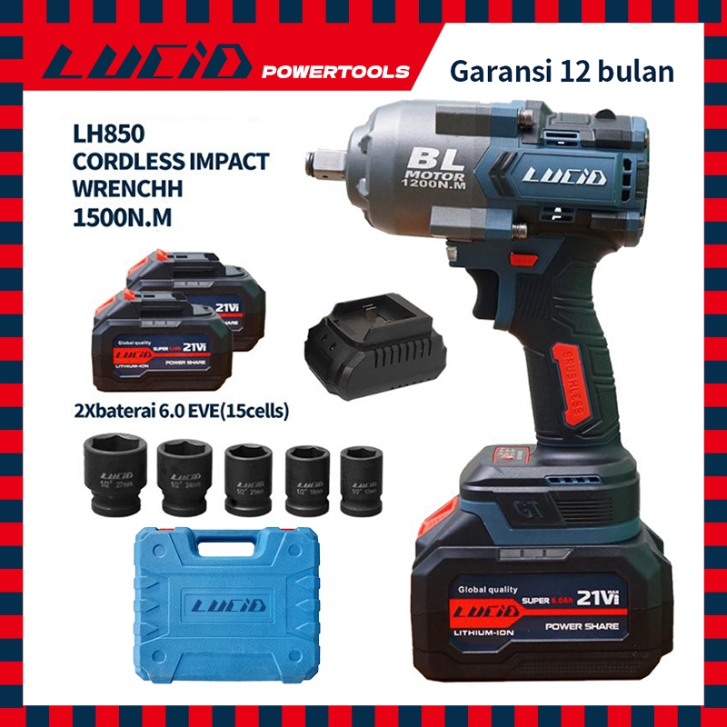 PROMO LUCID LH850 1500N.M heavy duty cordless impact wrench 21V 6.0 EVE battery(15cells)