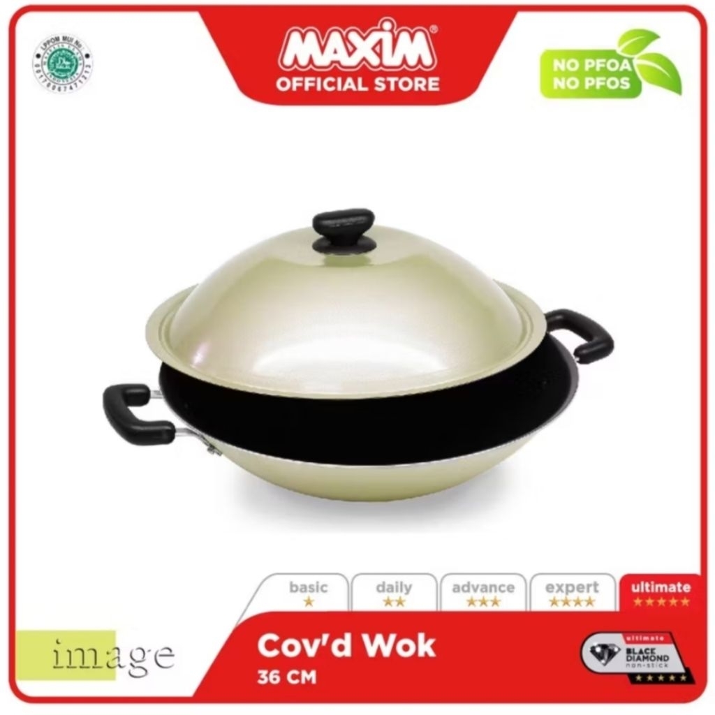 Wajan Penggorengan Wajan Maxim Covered Wok 36cm Anti Lengket
