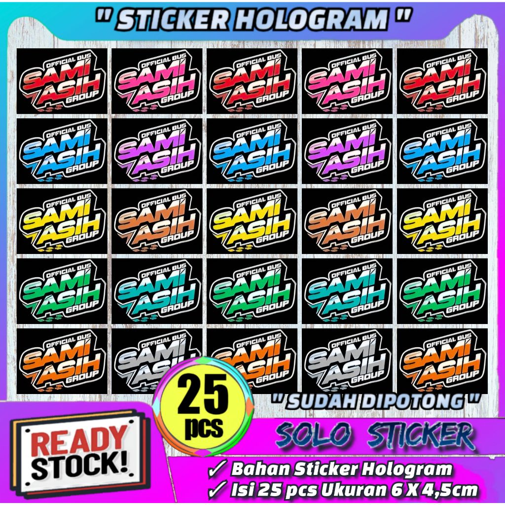 

Paket 25 pcs Sticker Team Sami Asih Hologram - Anti Air, Sudah Dipotong