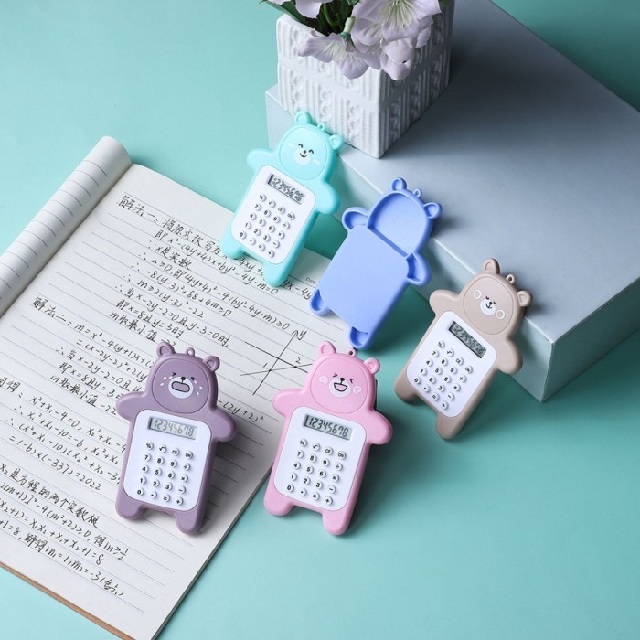 

Calculator Karakter Mini Portable Motif Bear Kalkulator Saku 8 Digit lucu