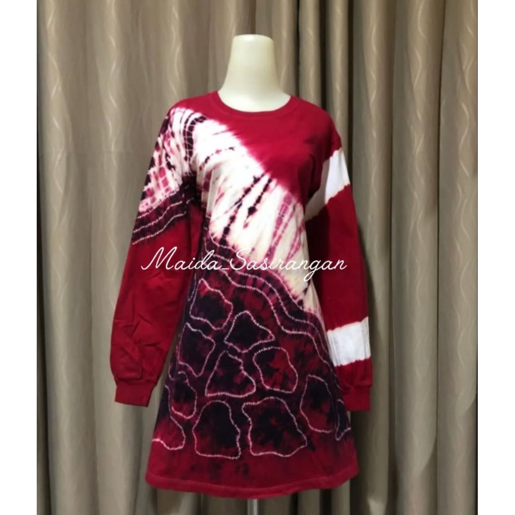 Tunik Kaos Sasirangan Wanita Merah Putih Persiapan 17 Agustus an