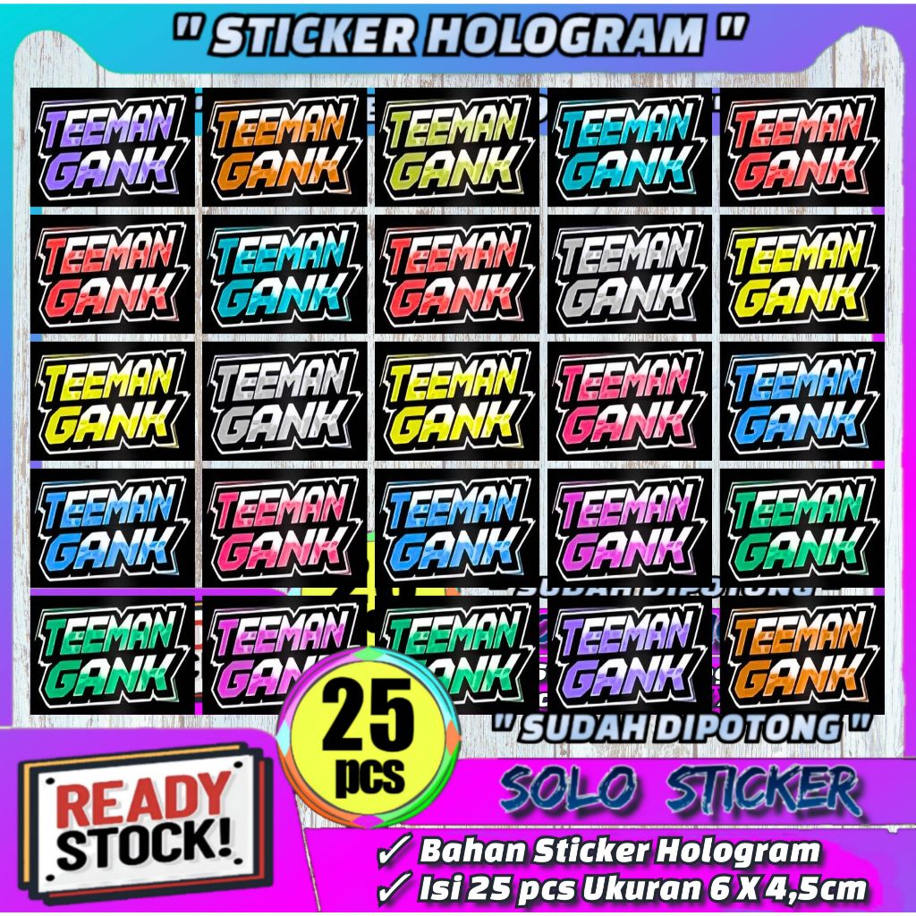 

Paket 25 pcs Sticker Team Teeman Gank Hologram - Anti Air, Sudah Dipotong
