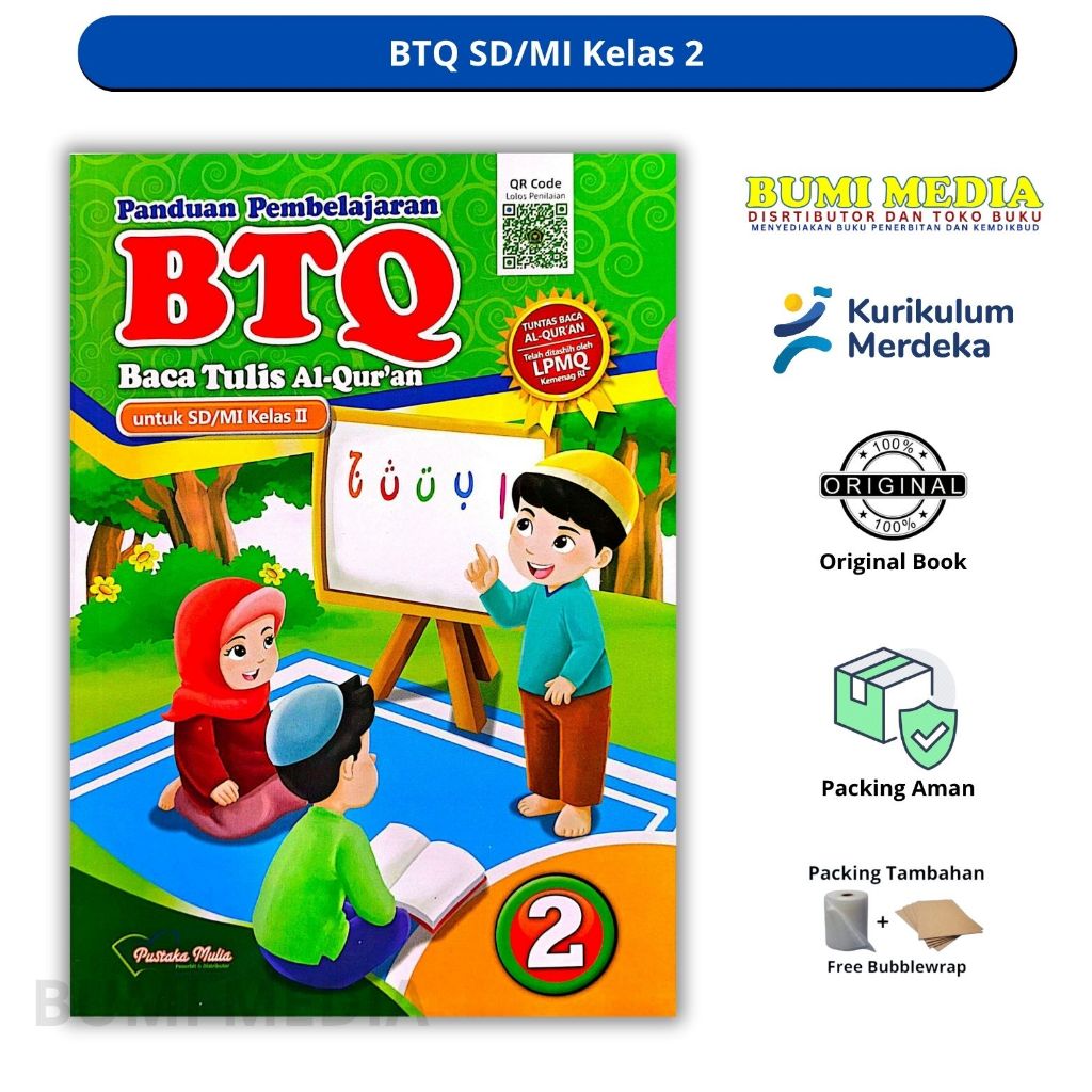 Buku Panduan Pembelajaran Baca Tulis AL-Qur'an (BTQ) Revisi SD/MI Kelas 2 Kurikulum Merdeka PUSTAKA 