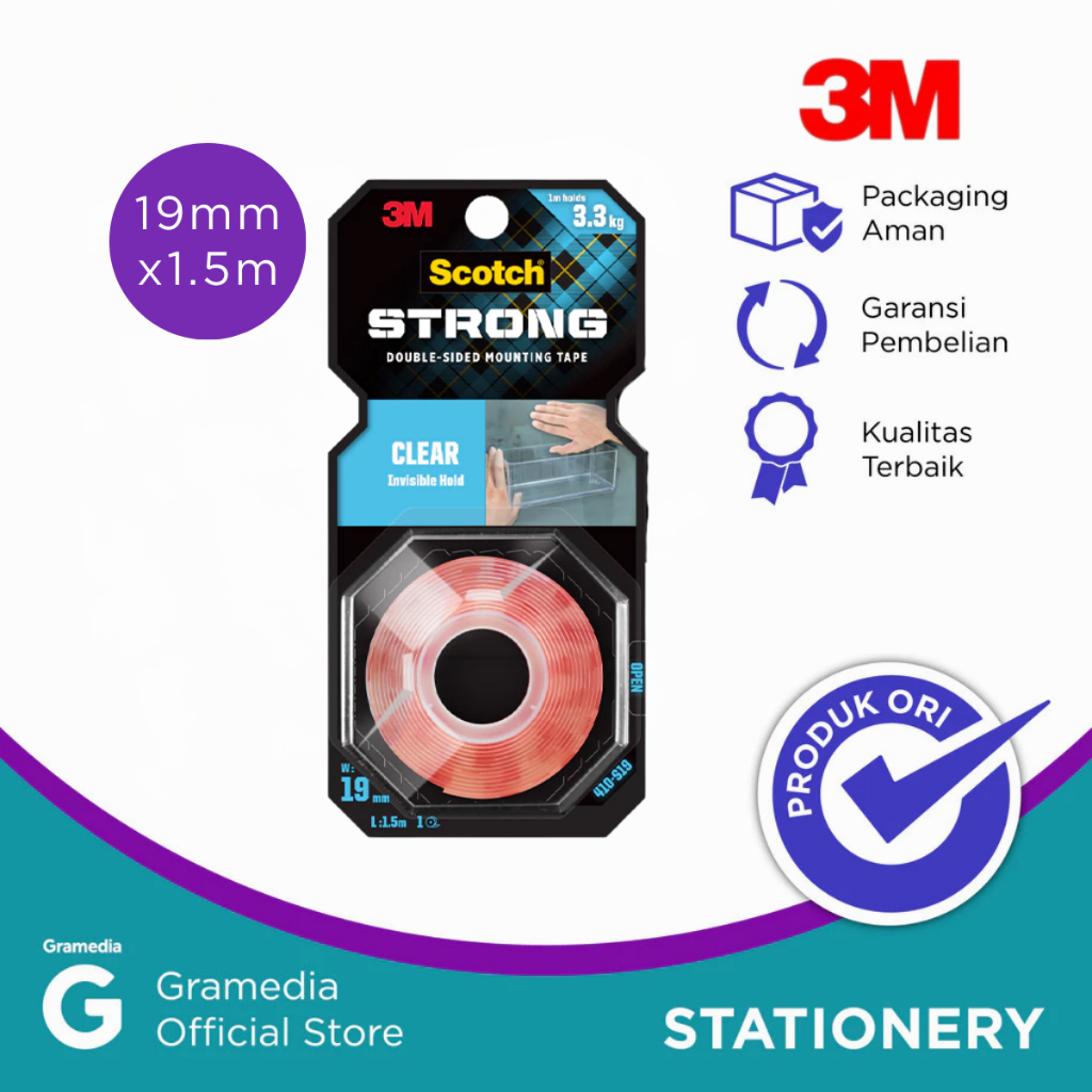 

Gramedia Karawaci - SELOTIP TRANSPARAN 3M CLEAR MOUNTING TAPE 19 MM X 1.5 M