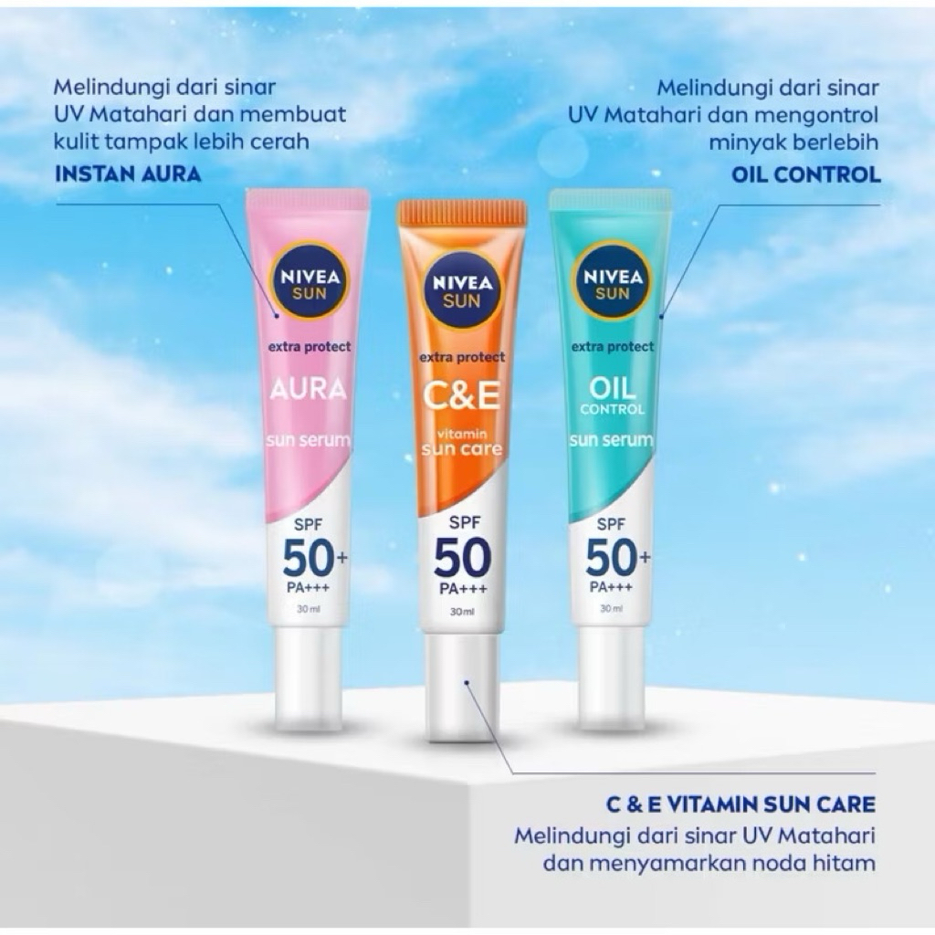 Nivea Sun Face Serum Spf 50 (Sunscreen Wajah) | GRATIS NIVEA SUN SPF 50 OIL CONTROL 7ML