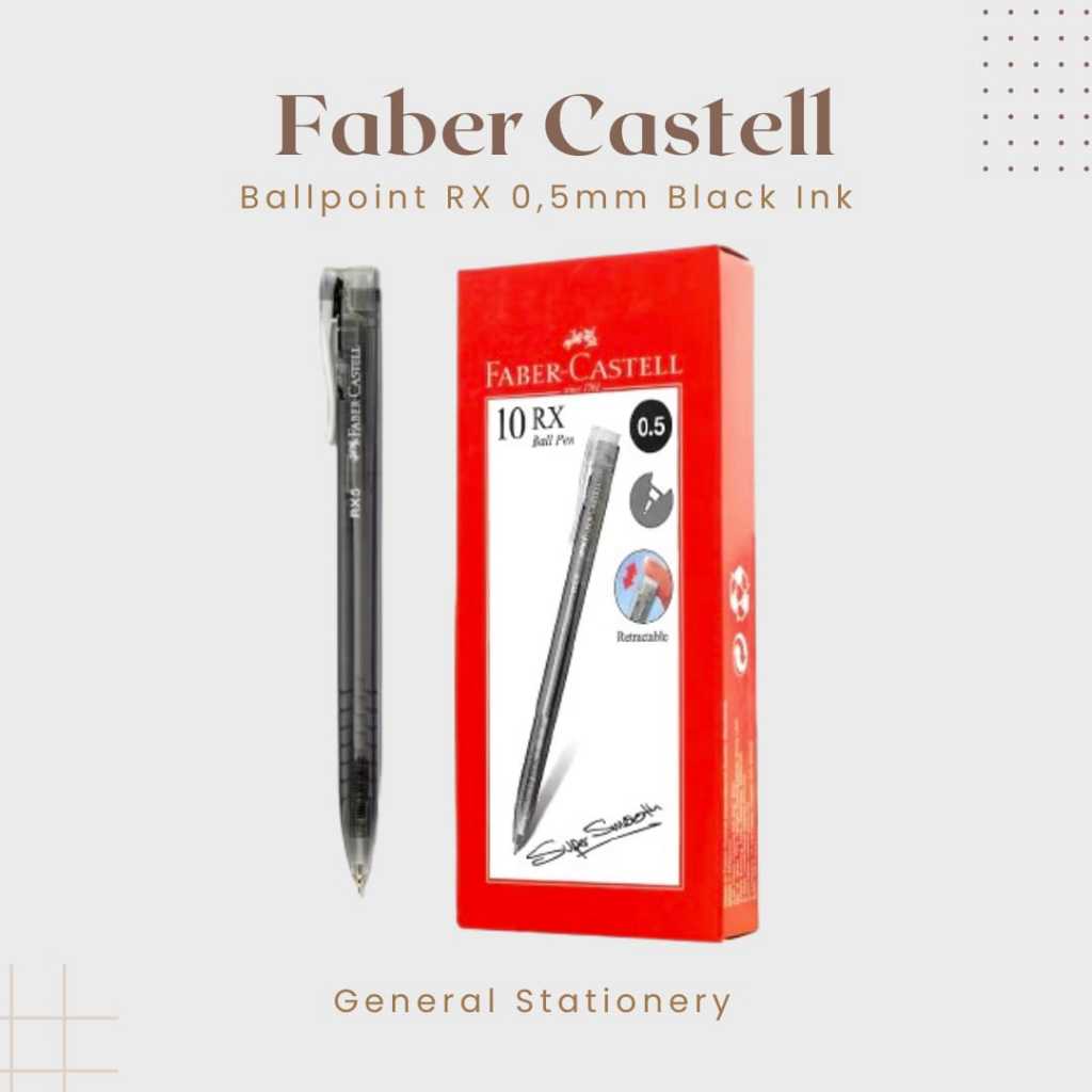 

Faber Castell Ballpoint RX 0.5mm Black Ink Barrel Black / Pulpen Faber Castell RX 0,5mm Barrel Black / Pcs